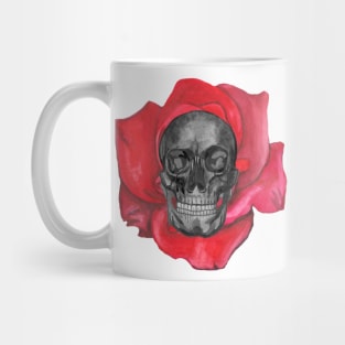 Human skull with rose Mug